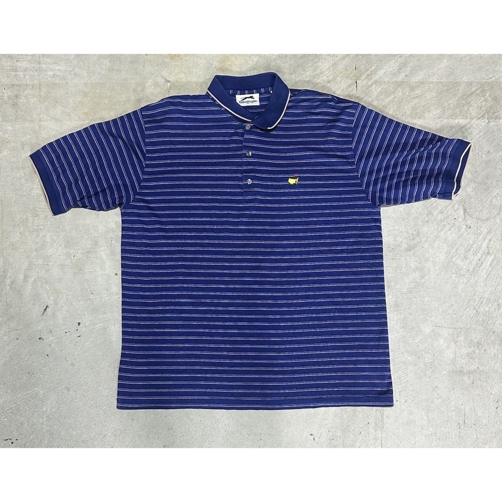 Masters Slazenger Augusta National Golf Shop Polo Shirt Mens Sz XL Blue Stripe